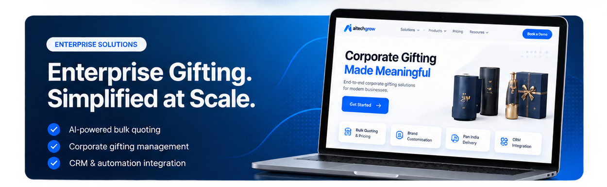 Enterprise Gifting Simplified at Scale visual with laptop and bulk quoting