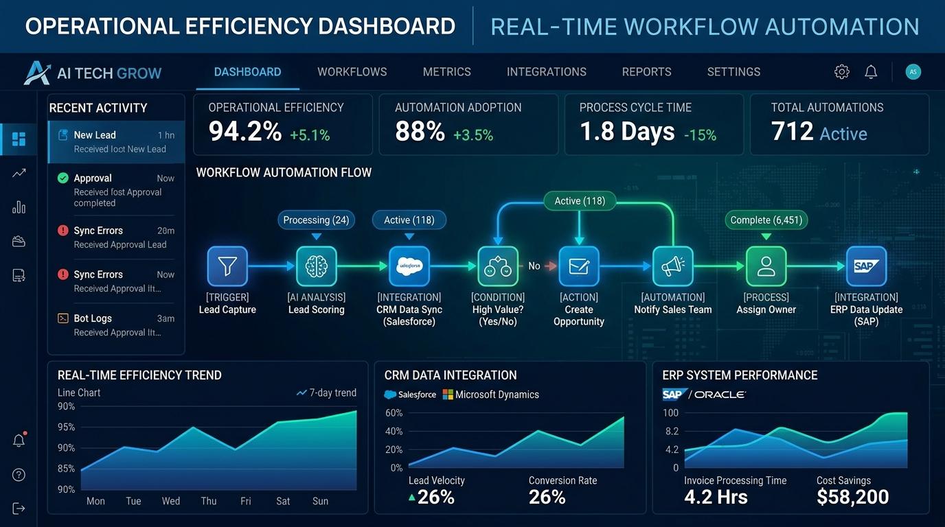 Operational efficiency and business process automation dashboard visual